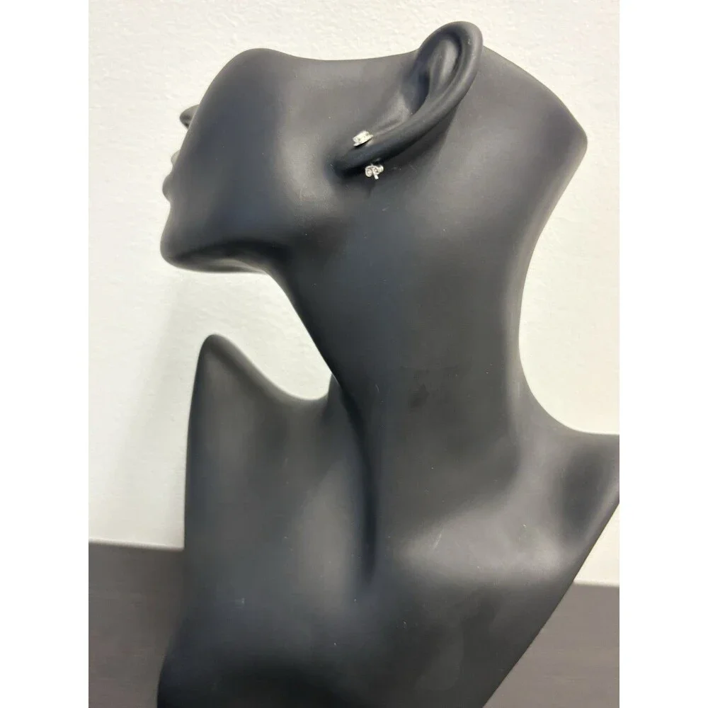 Petite 925 Solid Sterling Silver Genuine Amethyst Bezel Set Post Earrings - Picture 7 of 12